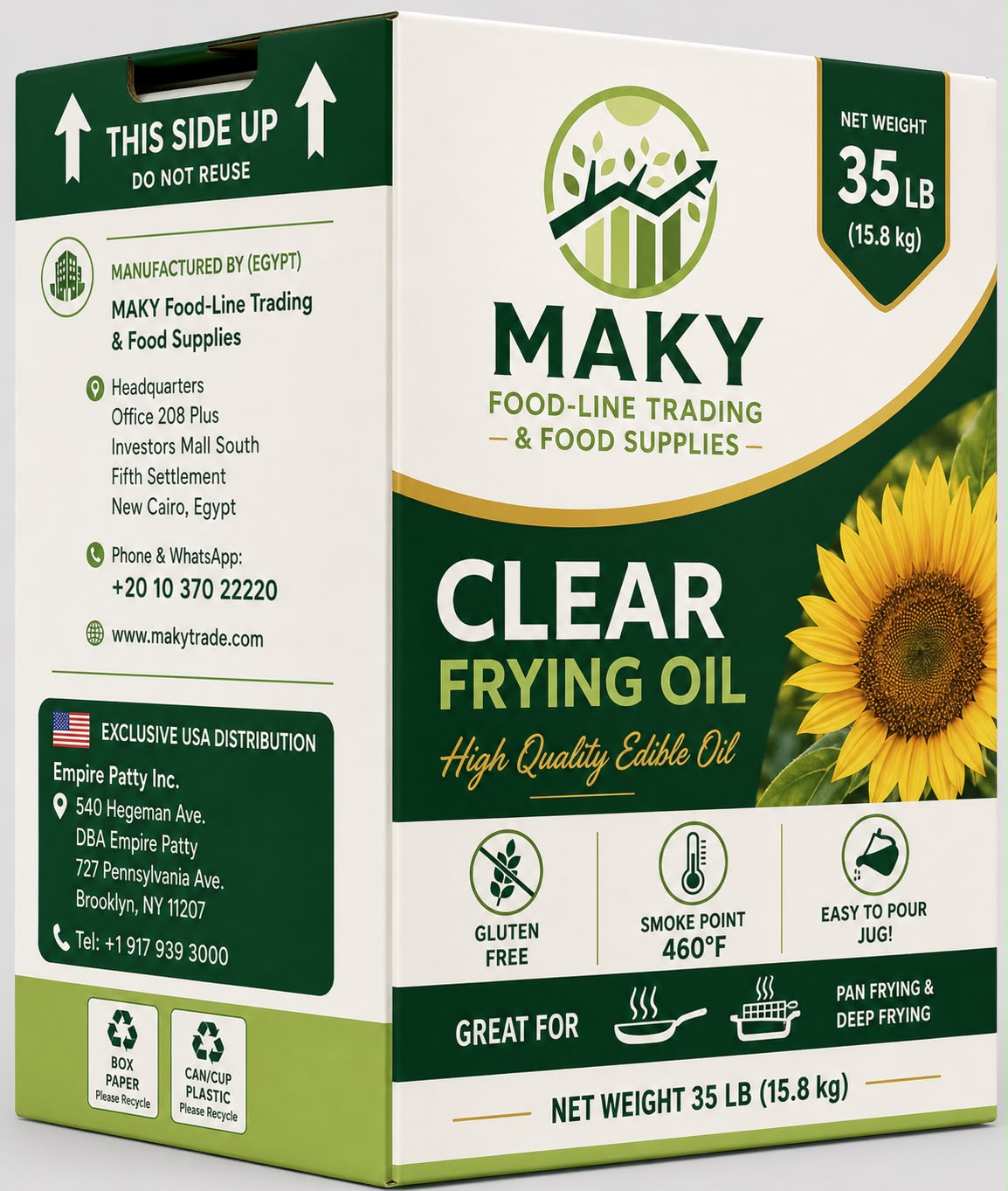 MAKY Clear Sunflower Frying Oil label and carton artwork